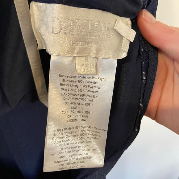 Navy Lace Bodice Full Length Bridesmaid Dress - Picture 10 of 11